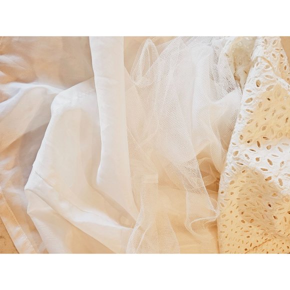 Julian Taylor vintage dress size 12 faux wrap wrap collar eyelet white pockets - Picture 6 of 16